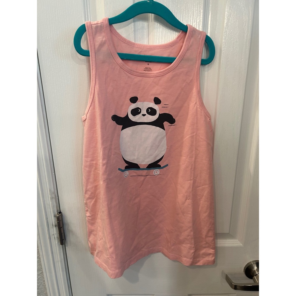 Tea Collection Tank Top Pink Panda Skateboard Graphic Sleeveless Cotton Tee 12
